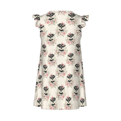 Schnauzer Girl's Flutter Sleeve Nightgown