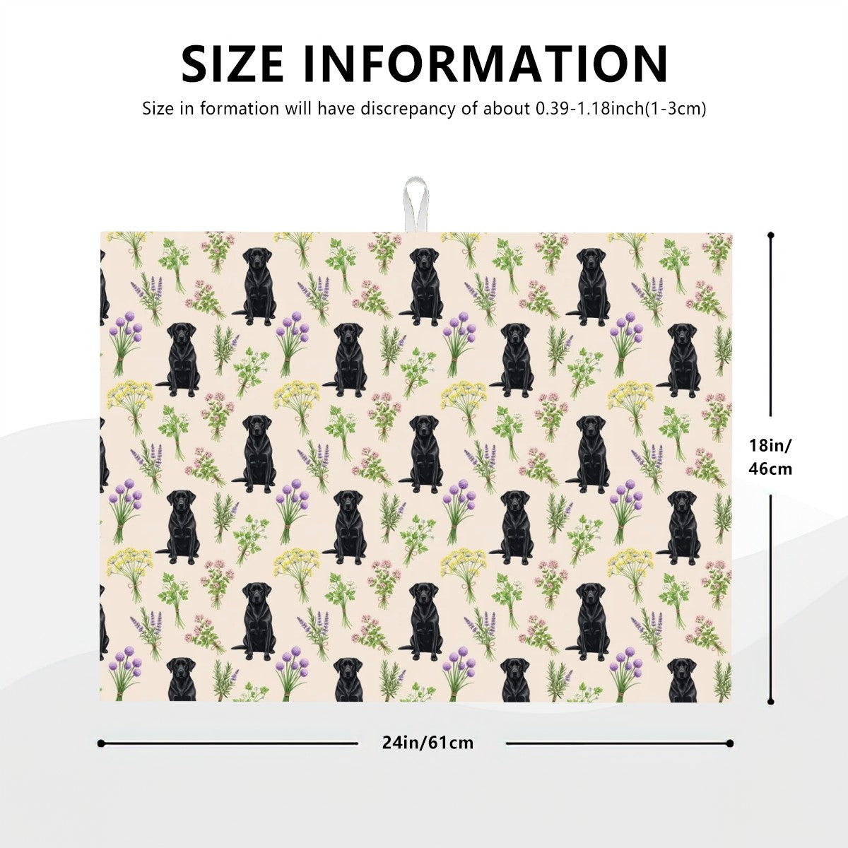 Black Labrador Retriever Large Dish Drying Mat