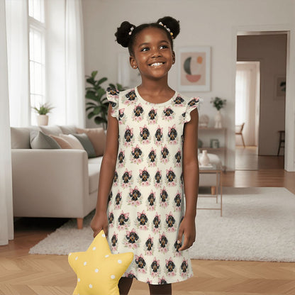 Dachshund Girl's Flutter Sleeve Nightgown