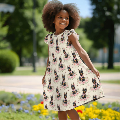 Doberman Pinscher Girl's Flutter Sleeve Nightgown