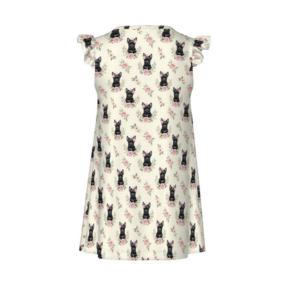 Scottish Terrier Girl's Flutter Sleeve Nightgown