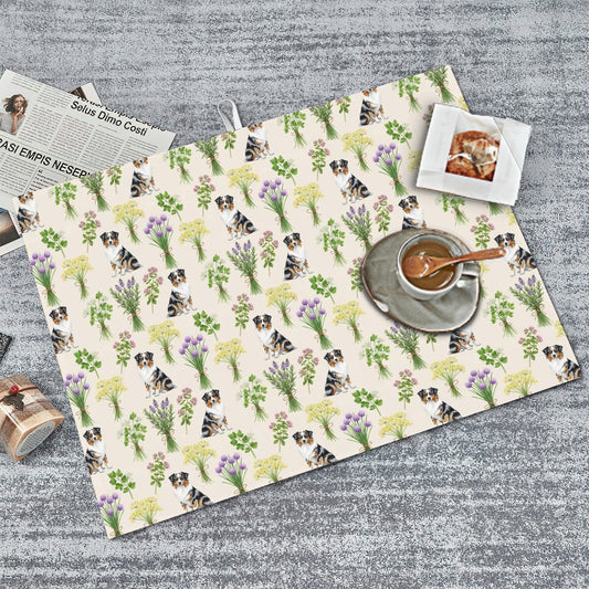 Australian Shepherd & Herbs Large Dish Drying Mat
