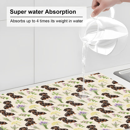 Dachshund Large Dish Drying Mat