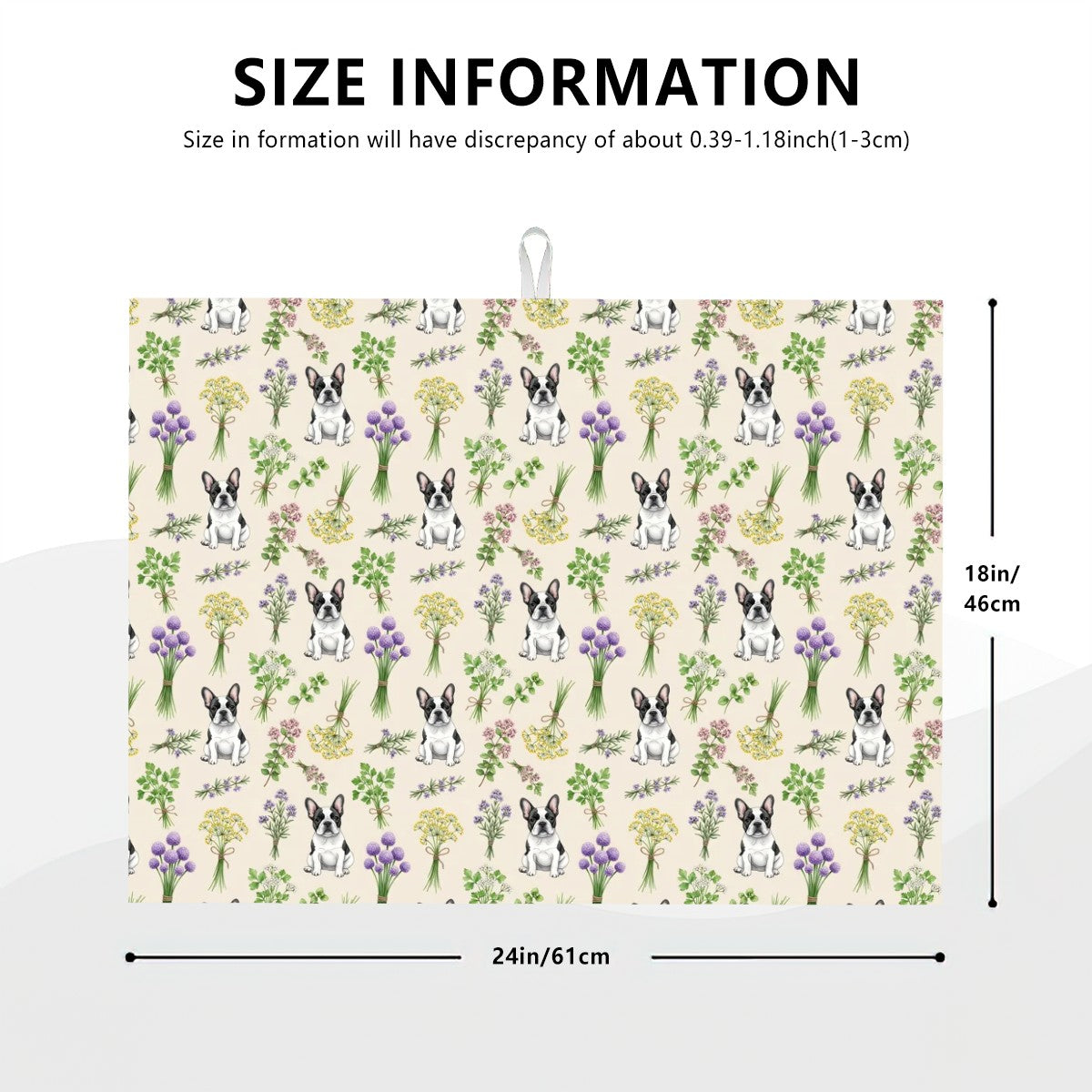 French Bulldog Large Dish Drying Mat