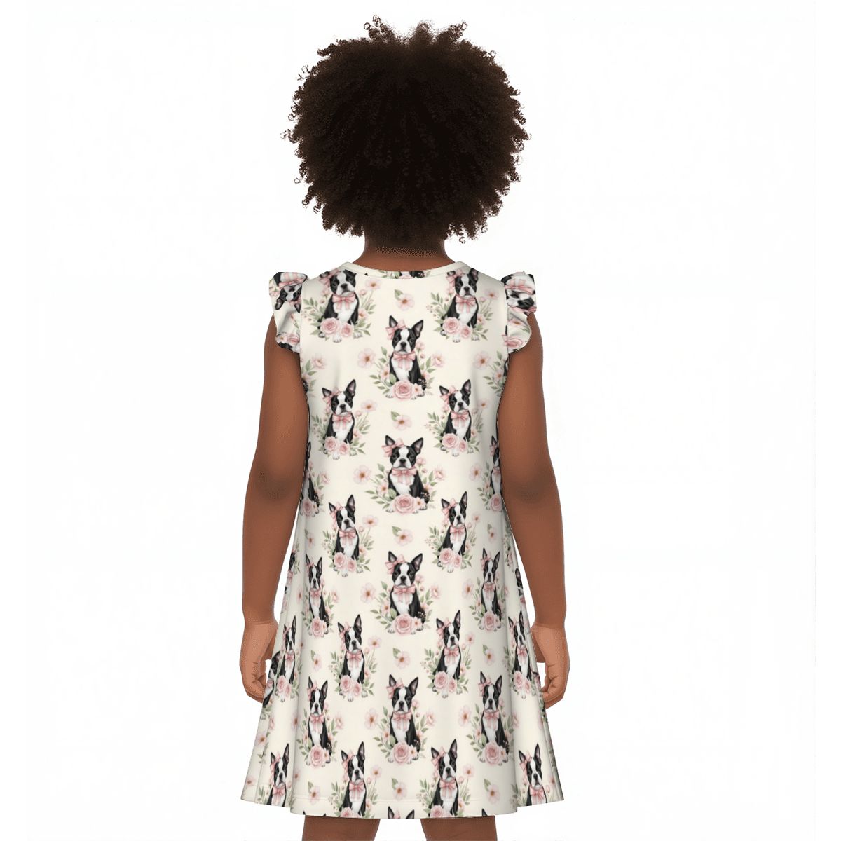 Boston Terrier Girl's Flutter Sleeve Nightgown