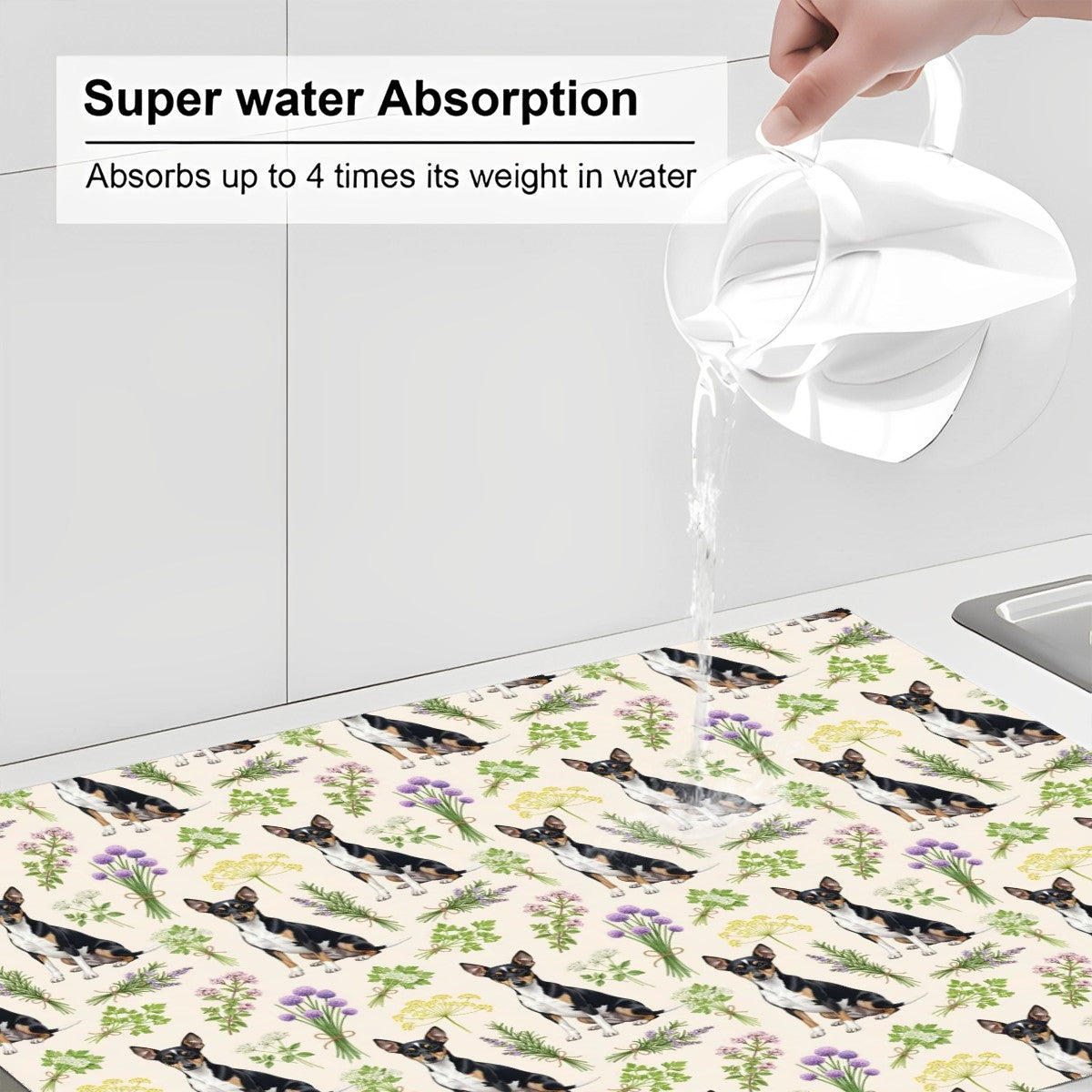 Rat Terrier Large Dish Drying Mat