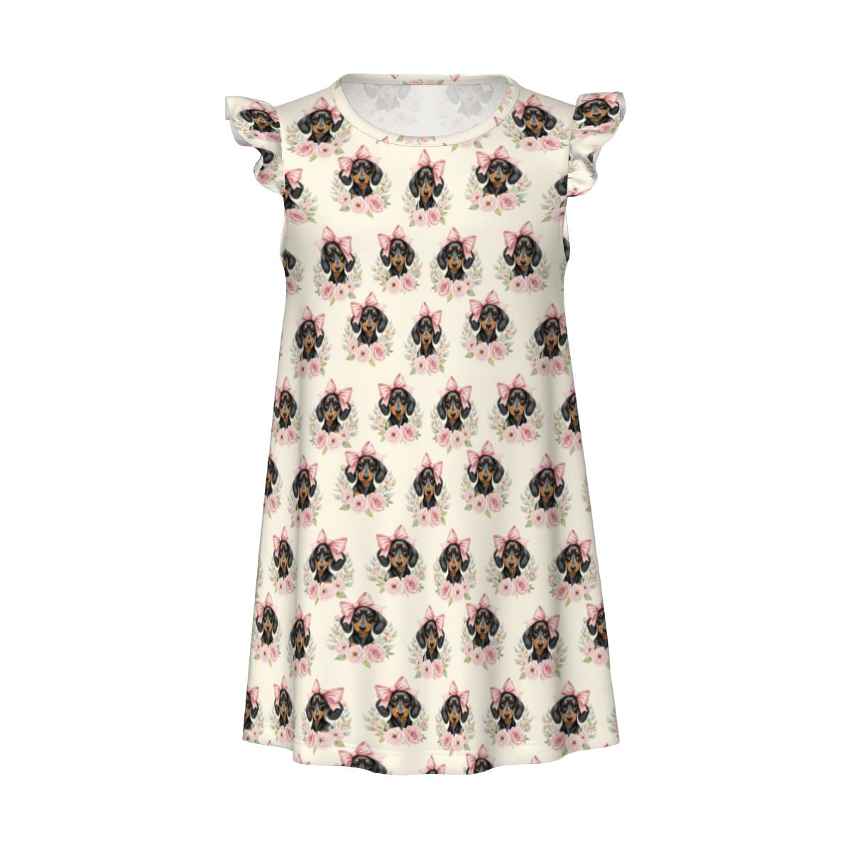 Dachshund Girl's Flutter Sleeve Nightgown