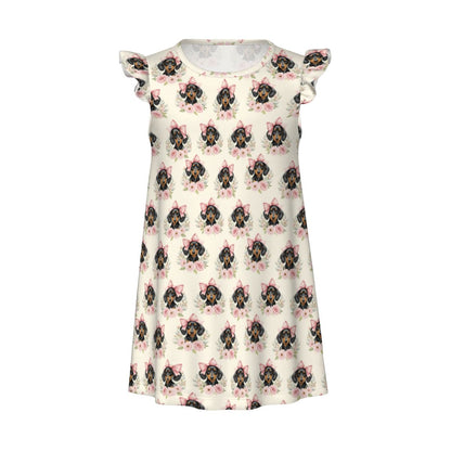 Dachshund Girl's Flutter Sleeve Nightgown