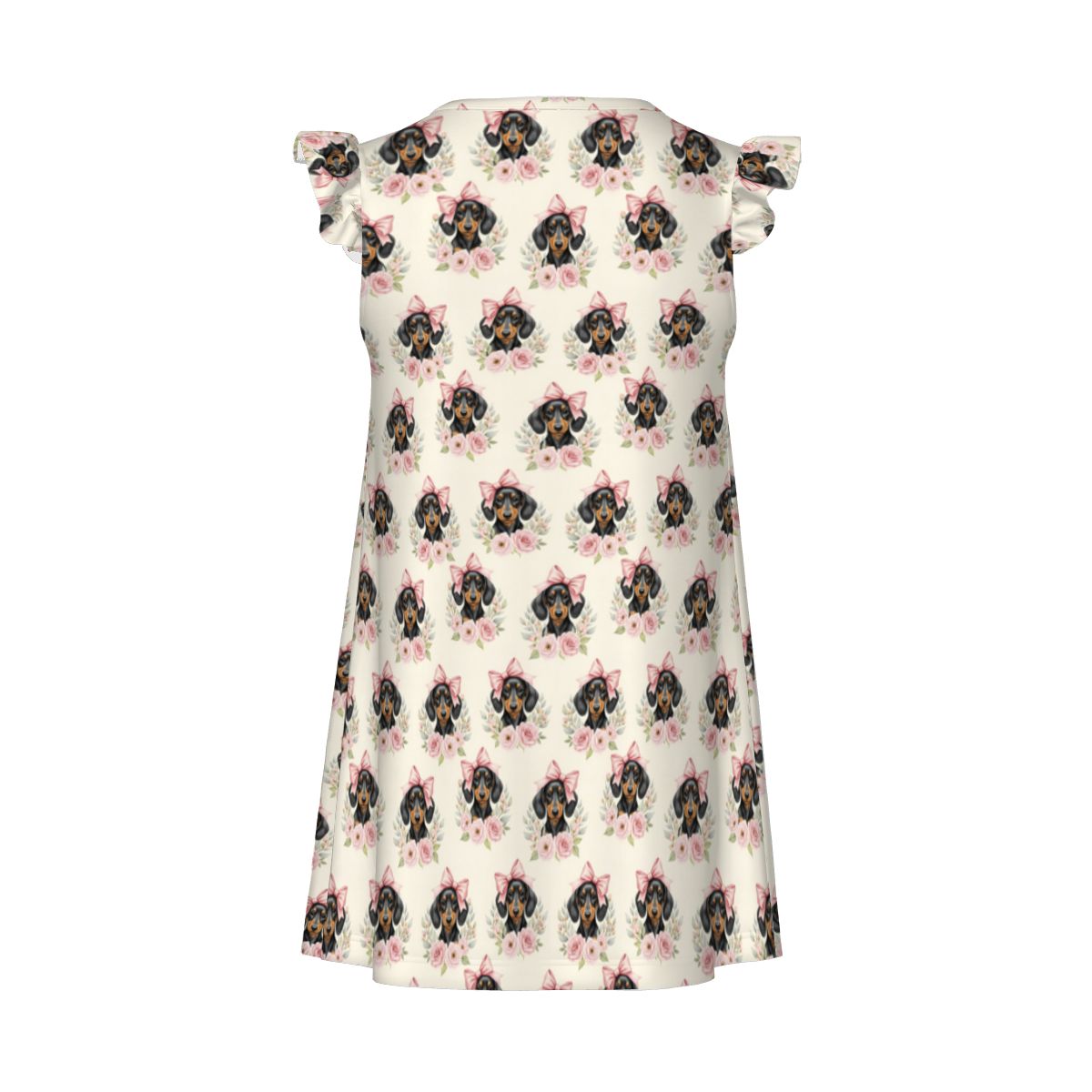 Dachshund Girl's Flutter Sleeve Nightgown