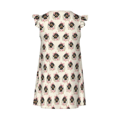 Dachshund Girl's Flutter Sleeve Nightgown